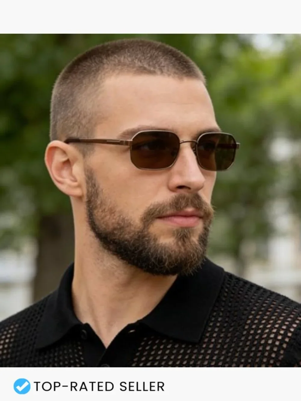 Rectangular Metal Sunglasses Vintage Retro Classic Polarized UV Protection